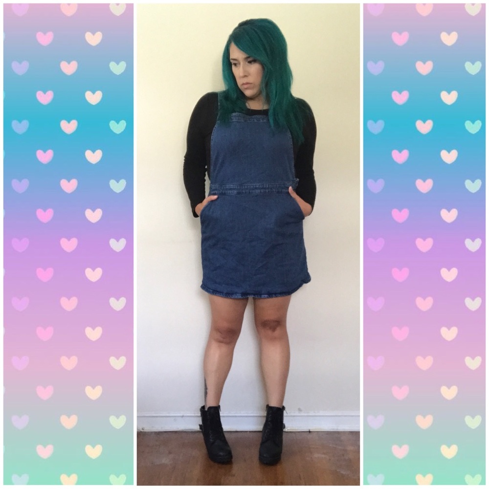 ASOS Denim Overall Mini Dress with Pockets